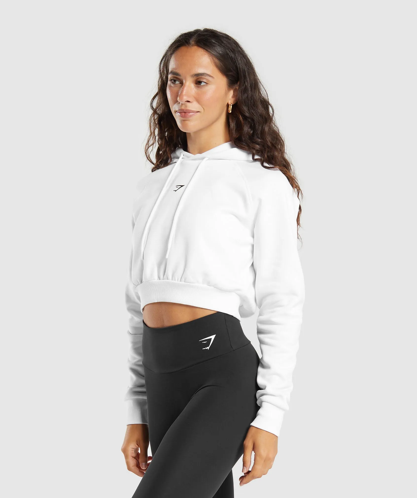 Gymshark Training Fleece Cropped Hoodie - White sold by Gymshark product image thumbnail 3