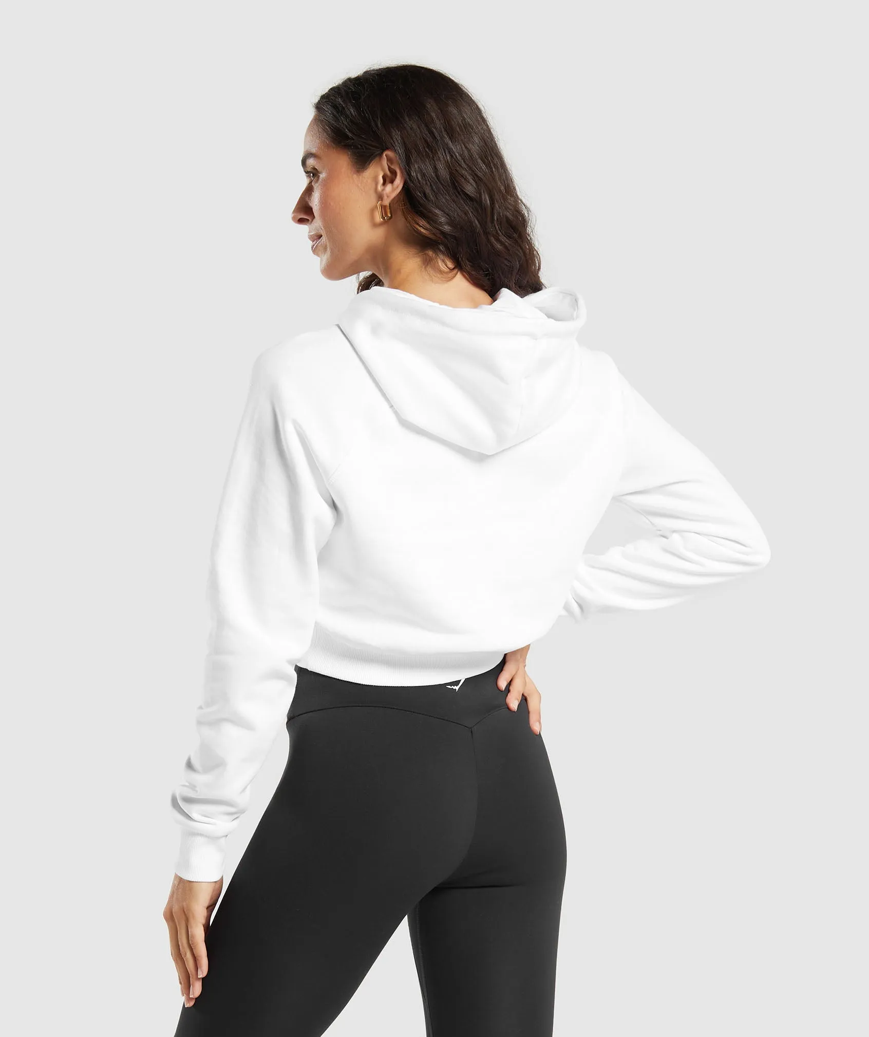 Gymshark Training Fleece Cropped Hoodie - White sold by Gymshark product image thumbnail 2