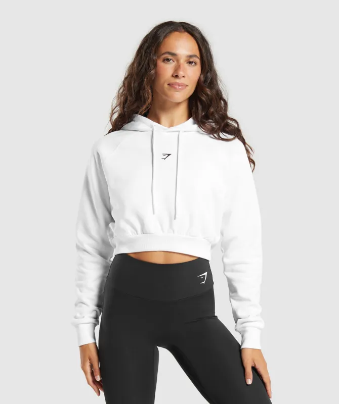 Gymshark Training Fleece Cropped Hoodie - White sold by Gymshark