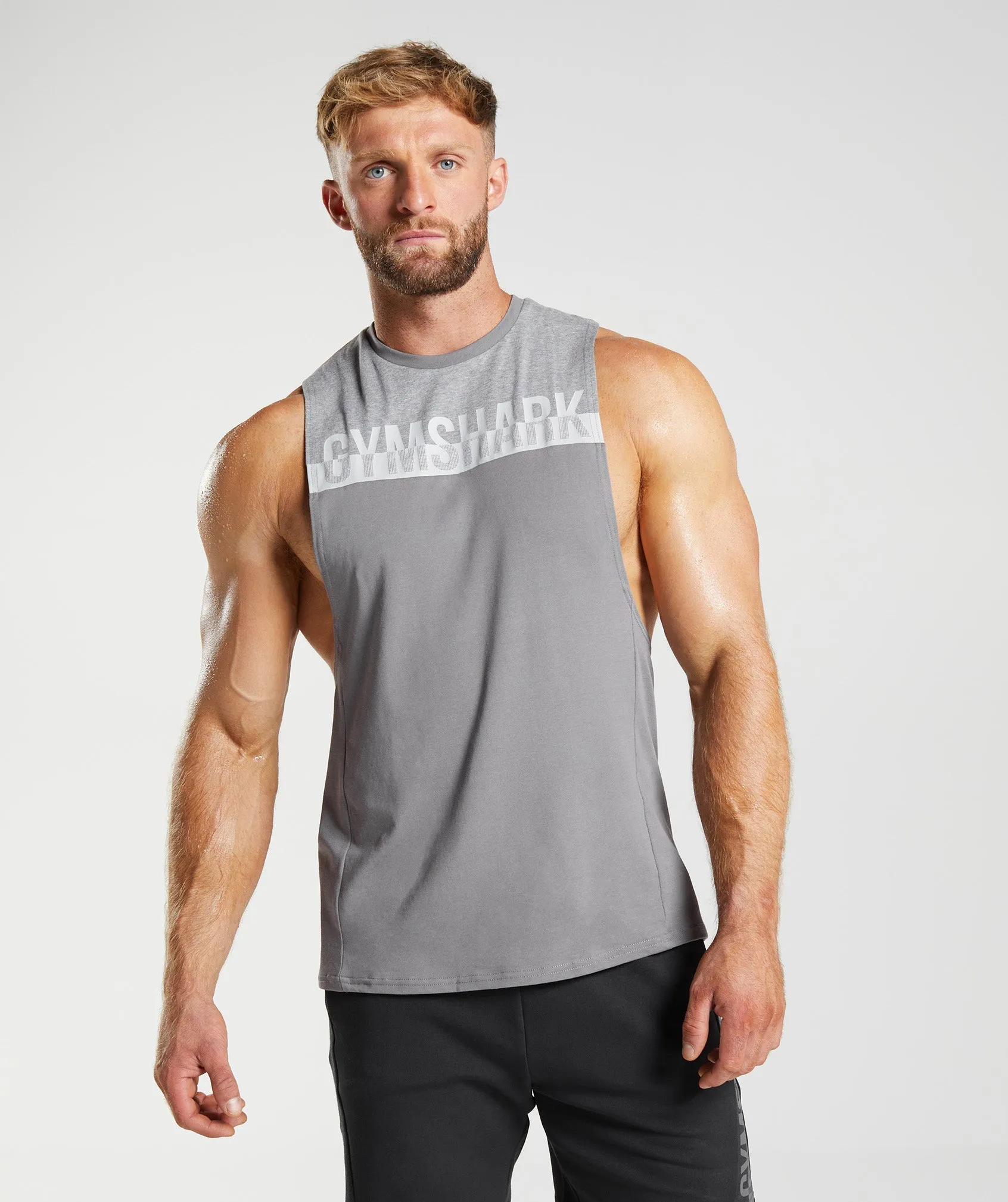 Gymshark Bold React Drop Arm Tank - Coin Grey sold by Gymshark