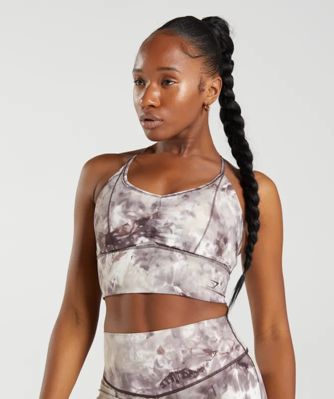 Gymshark Elevate Longline Sports Bra - Cement Brown Spray Dye sold by Gymshark