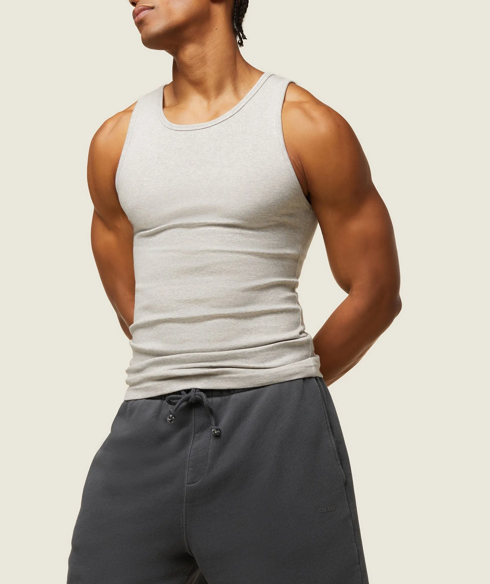 Gymshark everywear Ribbed Tank - Light Grey Core Marl sold by Gymshark product image thumbnail 4