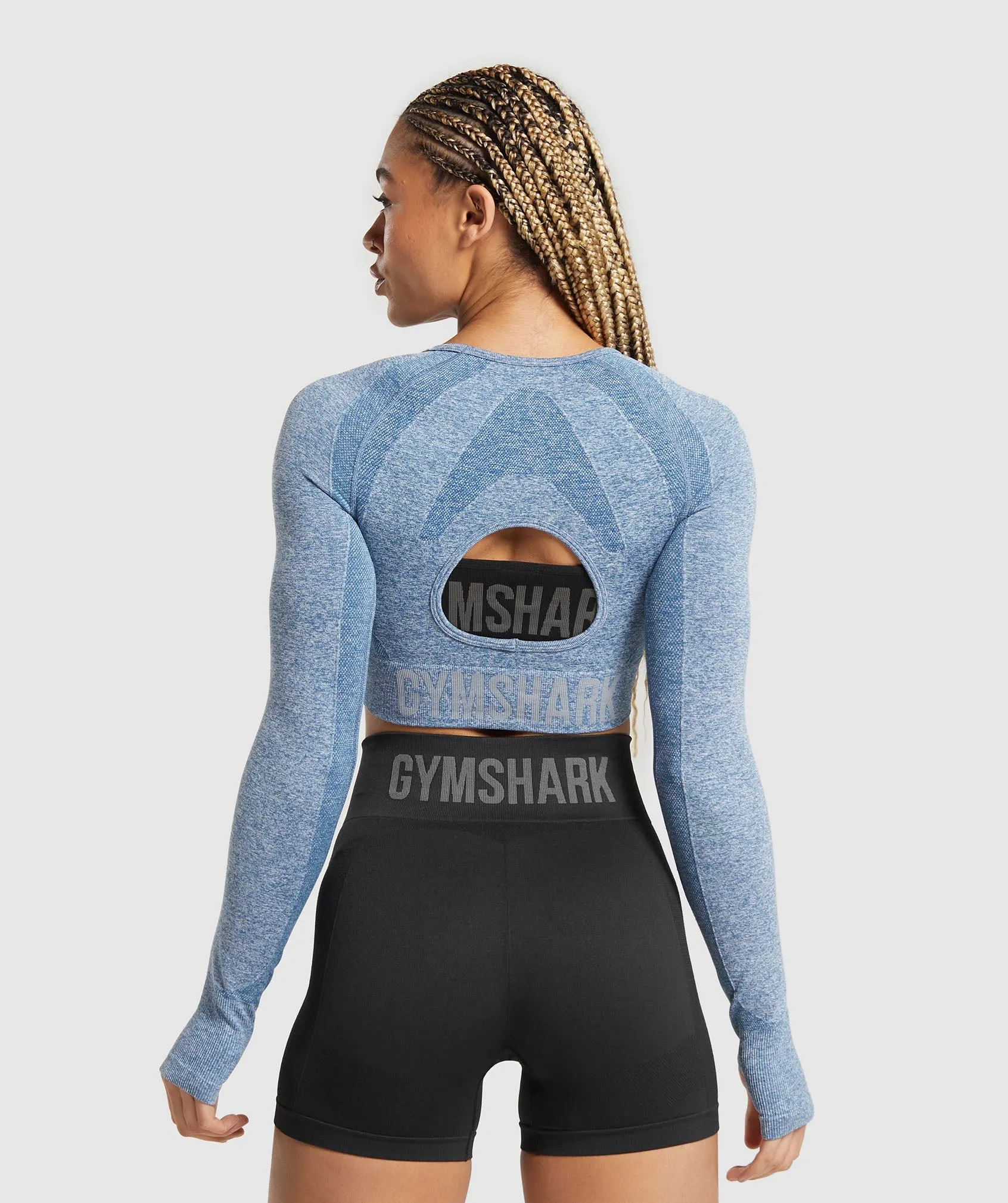 Gymshark Flex Long Sleeve Crop Top - Faded Blue/Pitch Grey sold by Gymshark product image thumbnail 2