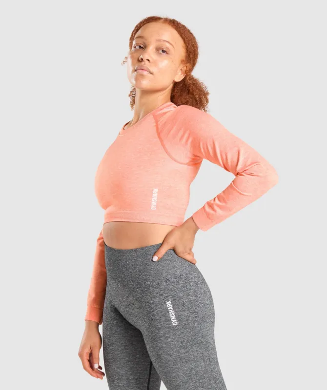 Gymshark Adapt Marl Seamless Long Sleeve Crop Top - Orange sold by Gymshark