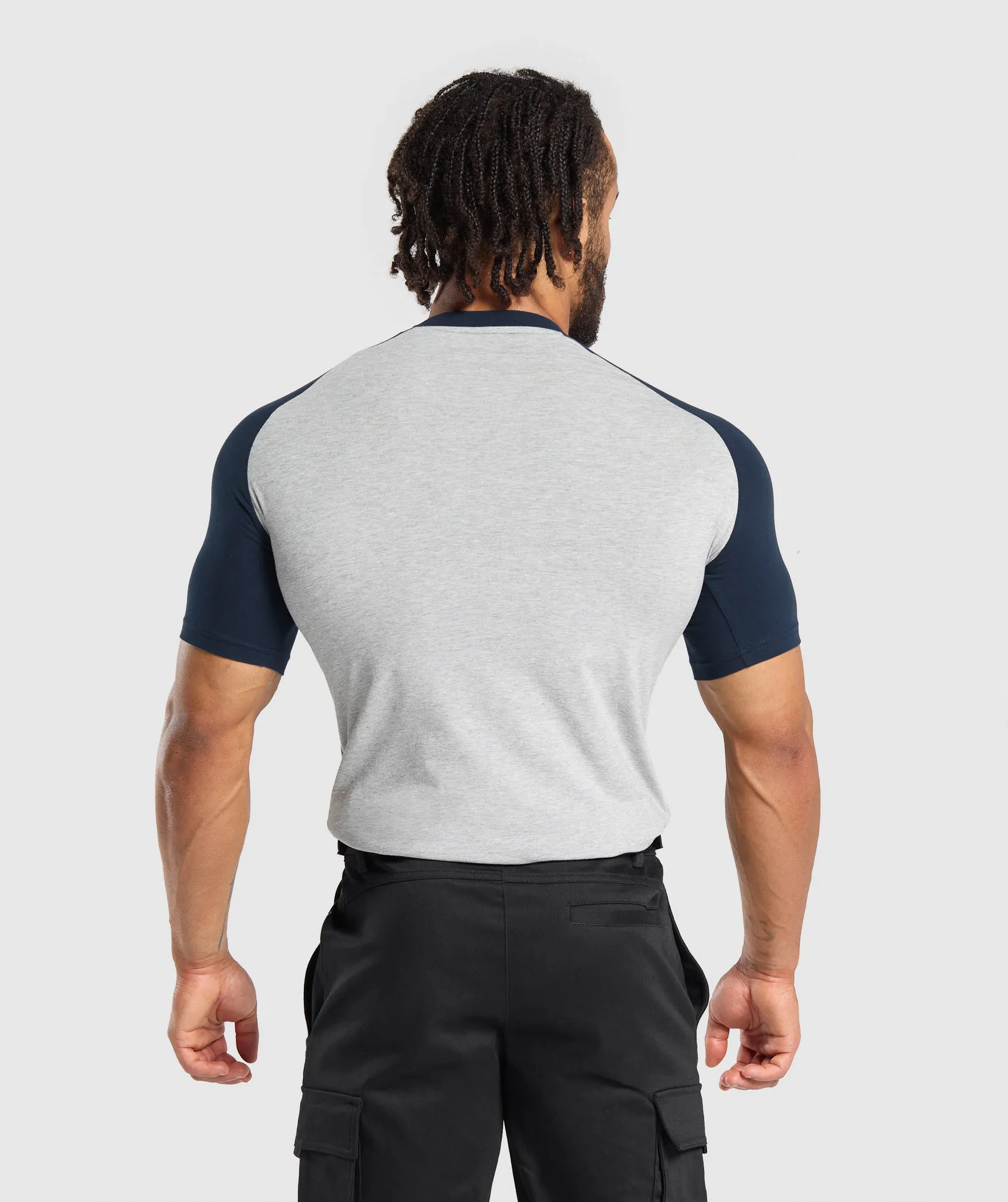 Gymshark Raglan T-Shirt - Light Grey Core Marl/Navy sold by Gymshark product image thumbnail 2