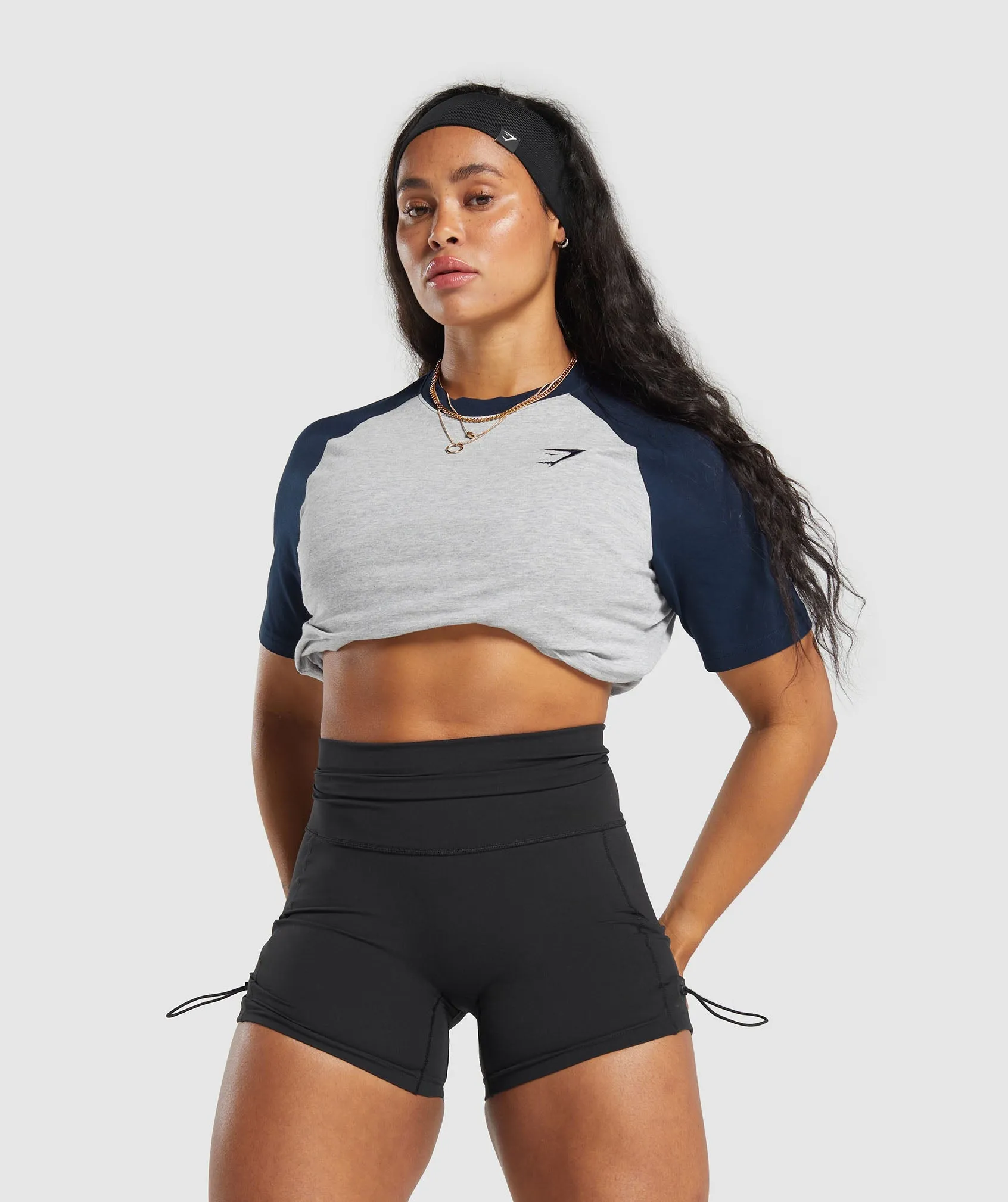 Gymshark Raglan T-Shirt - Light Grey Core Marl/Navy sold by Gymshark product image thumbnail 5