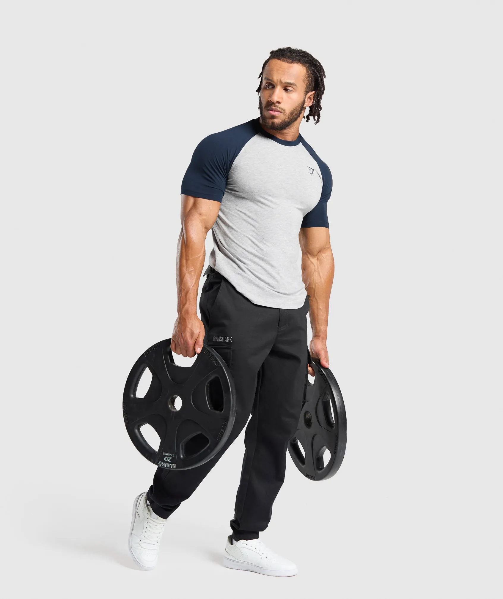 Gymshark Raglan T-Shirt - Light Grey Core Marl/Navy sold by Gymshark product image thumbnail 4