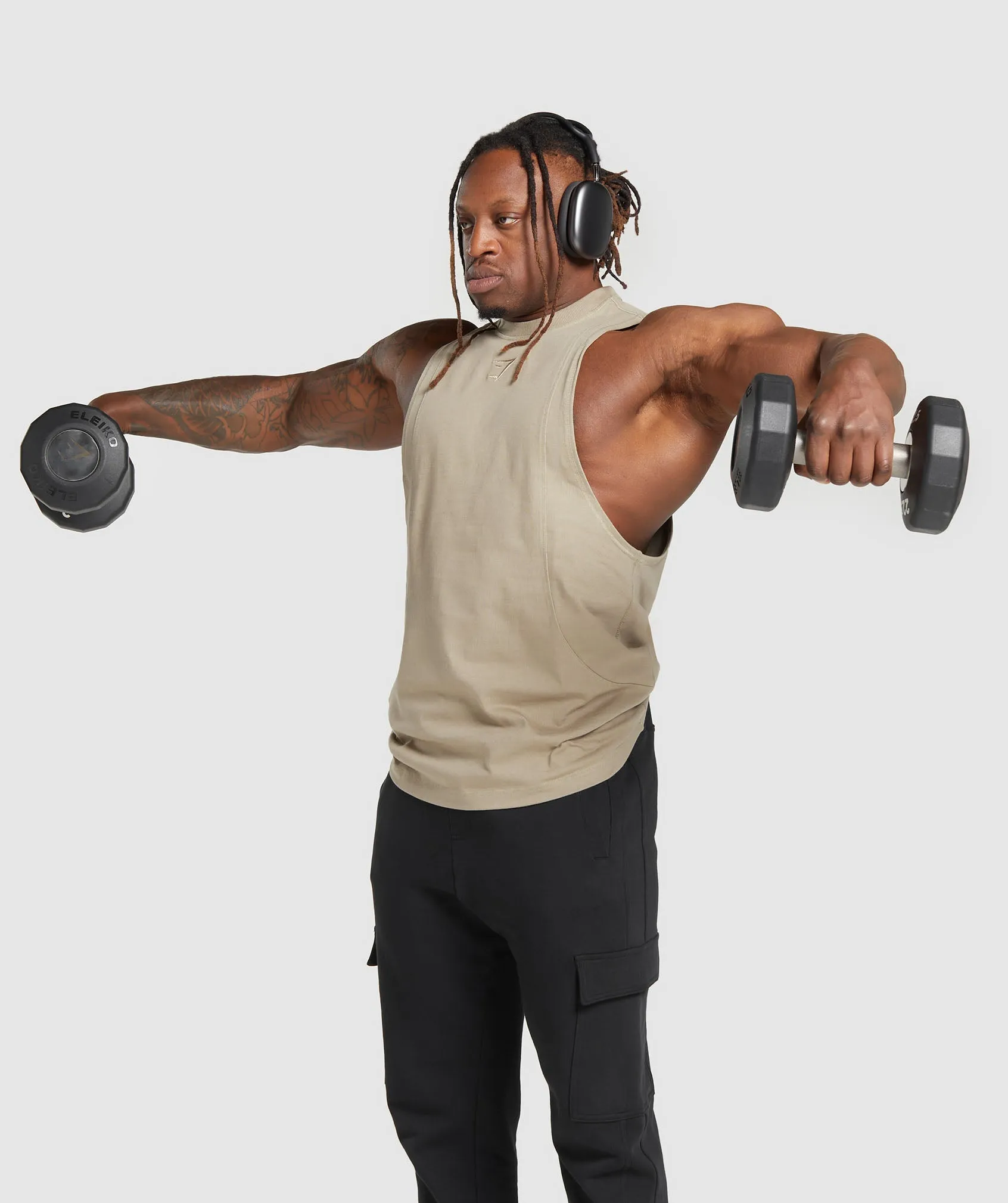 Gymshark Premium Lifting Drop Arm Tank - Sand Brown sold by Gymshark product image thumbnail 4