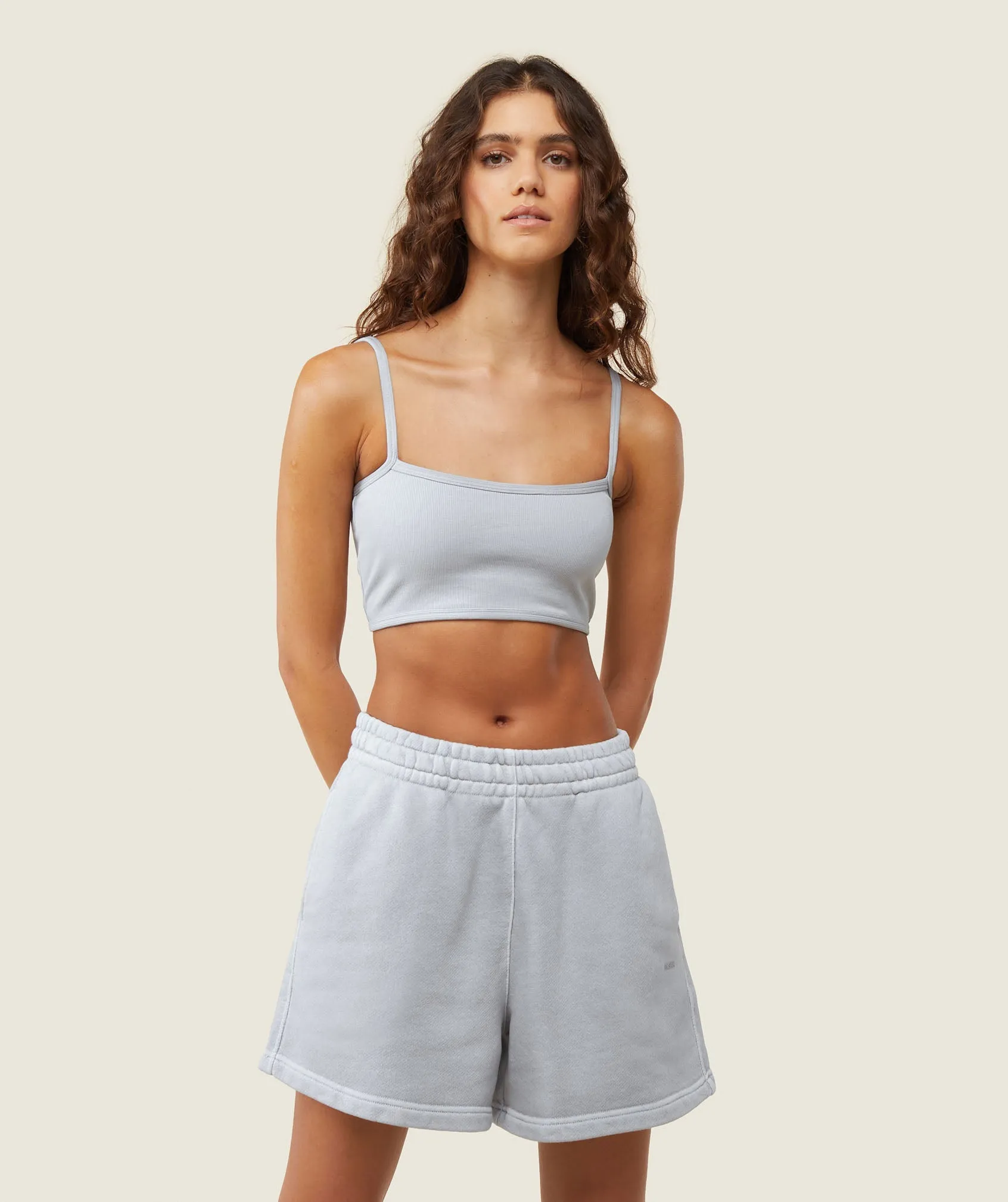 Gymshark everywear Ribbed Bandeau Bra - Ice Grey sold by Gymshark