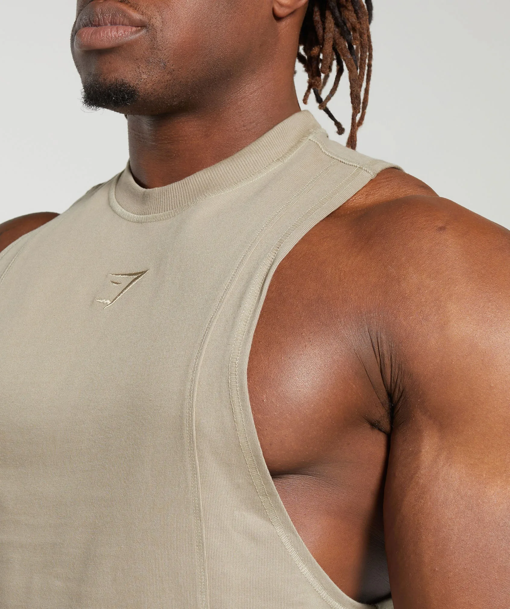 Gymshark Premium Lifting Drop Arm Tank - Sand Brown sold by Gymshark product image thumbnail 5