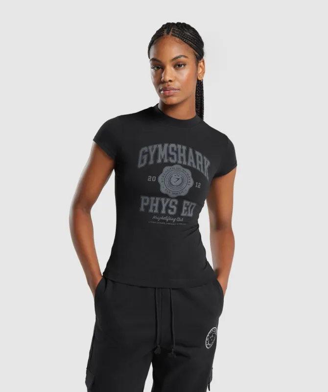 Gymshark Phys Ed Graphic Body Fit T-Shirt - Black sold by Gymshark