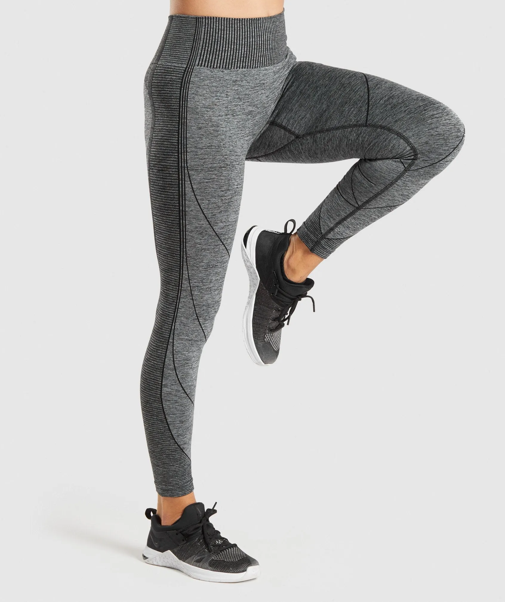 Gymshark Hyper Amplify Leggings - Black Marl/Black sold by Gymshark product image thumbnail 3
