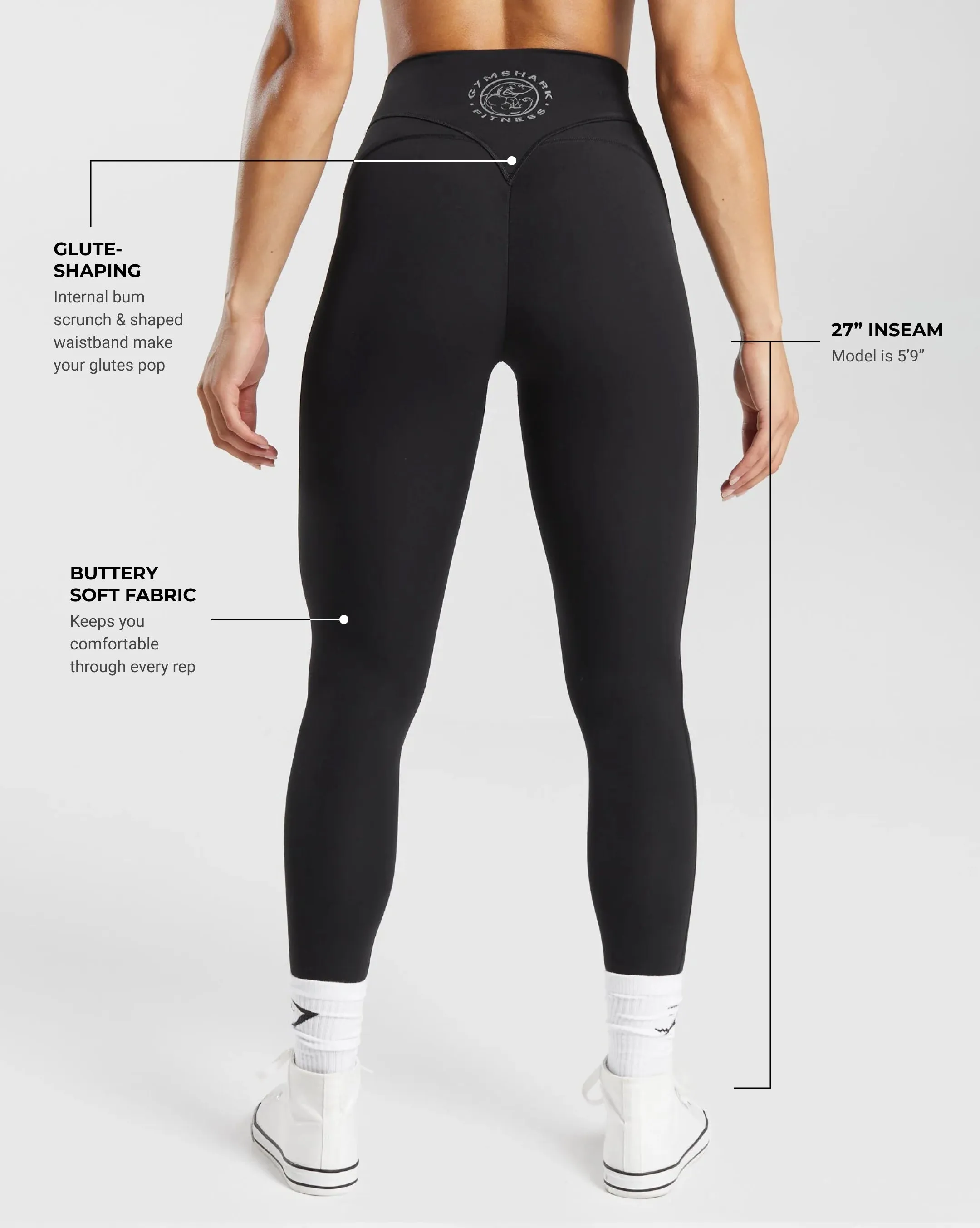 Gymshark Legacy Regular Leggings - Black sold by Gymshark product image thumbnail 3