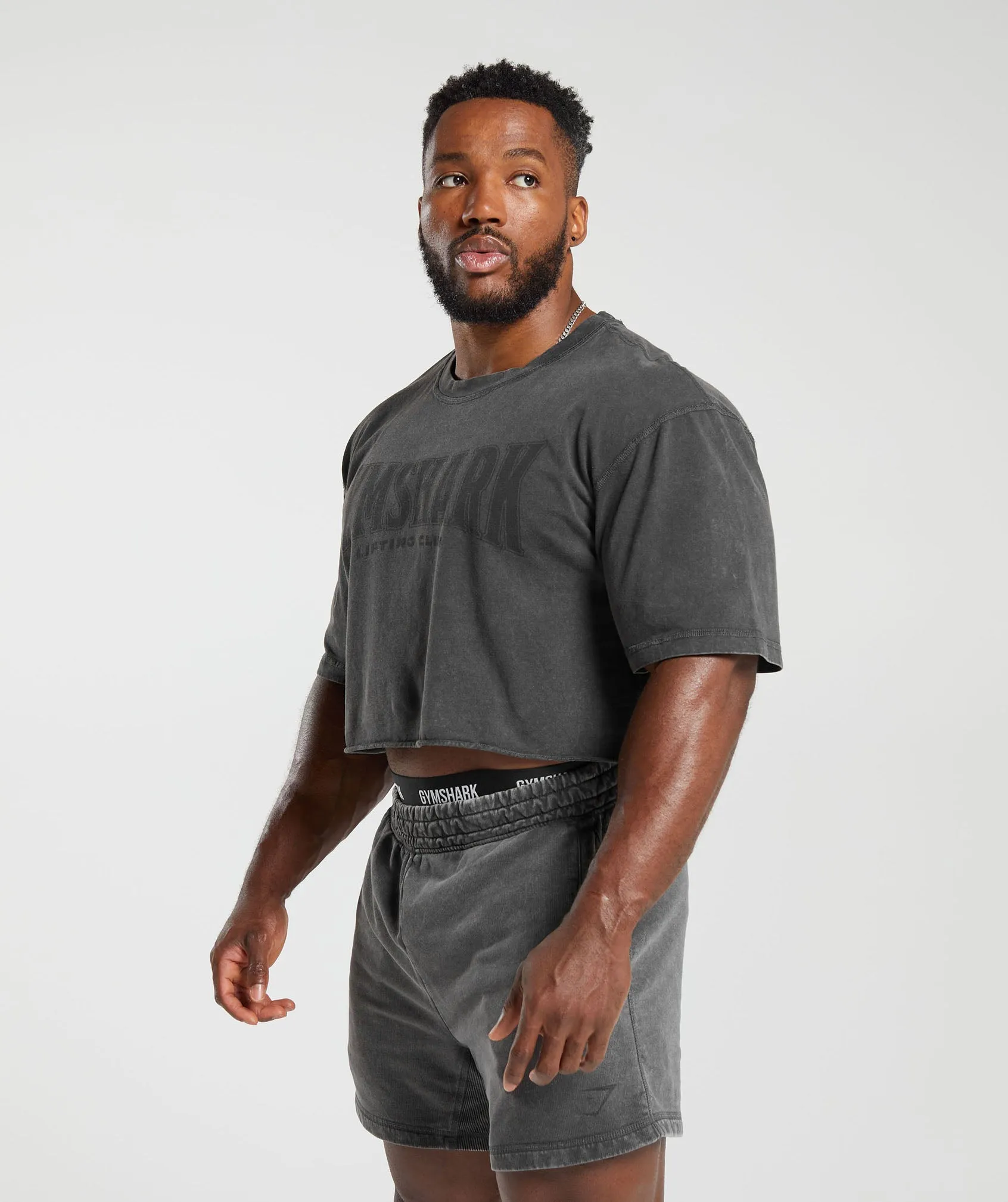 Gymshark Heritage Washed Crop T-Shirt - Onyx Grey sold by Gymshark product image thumbnail 3
