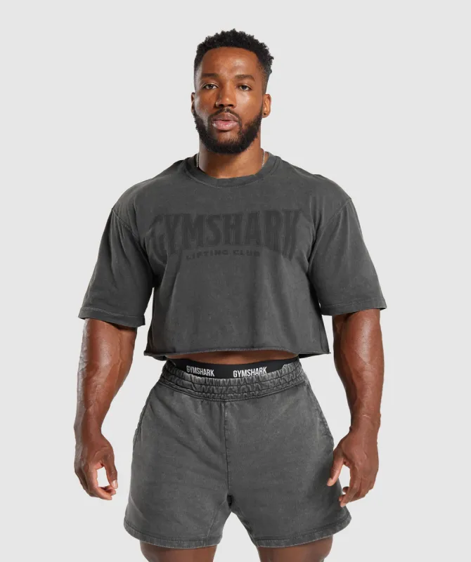 Gymshark Heritage Washed Crop T-Shirt - Onyx Grey sold by Gymshark