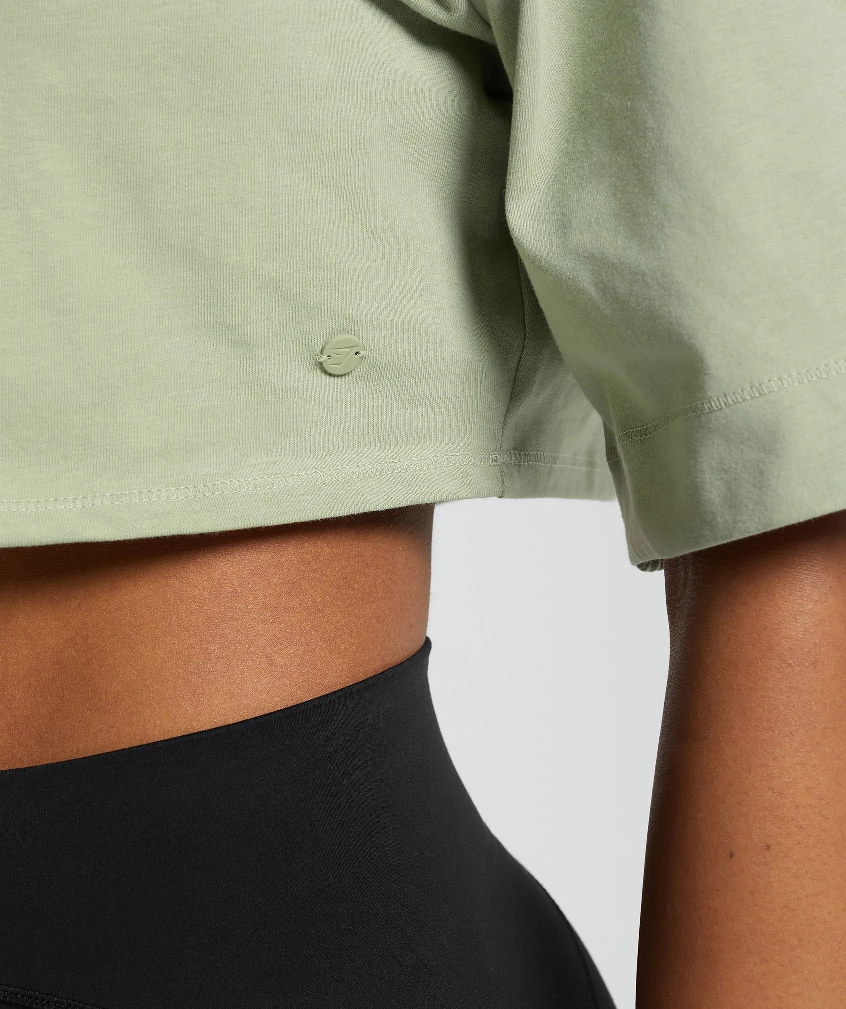 Gymshark Cotton Boxy Crop Top - Faded Green sold by Gymshark product image thumbnail 5