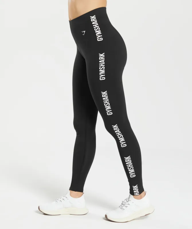 Gymshark Cotton Graphic Tape Leggings - Black sold by Gymshark