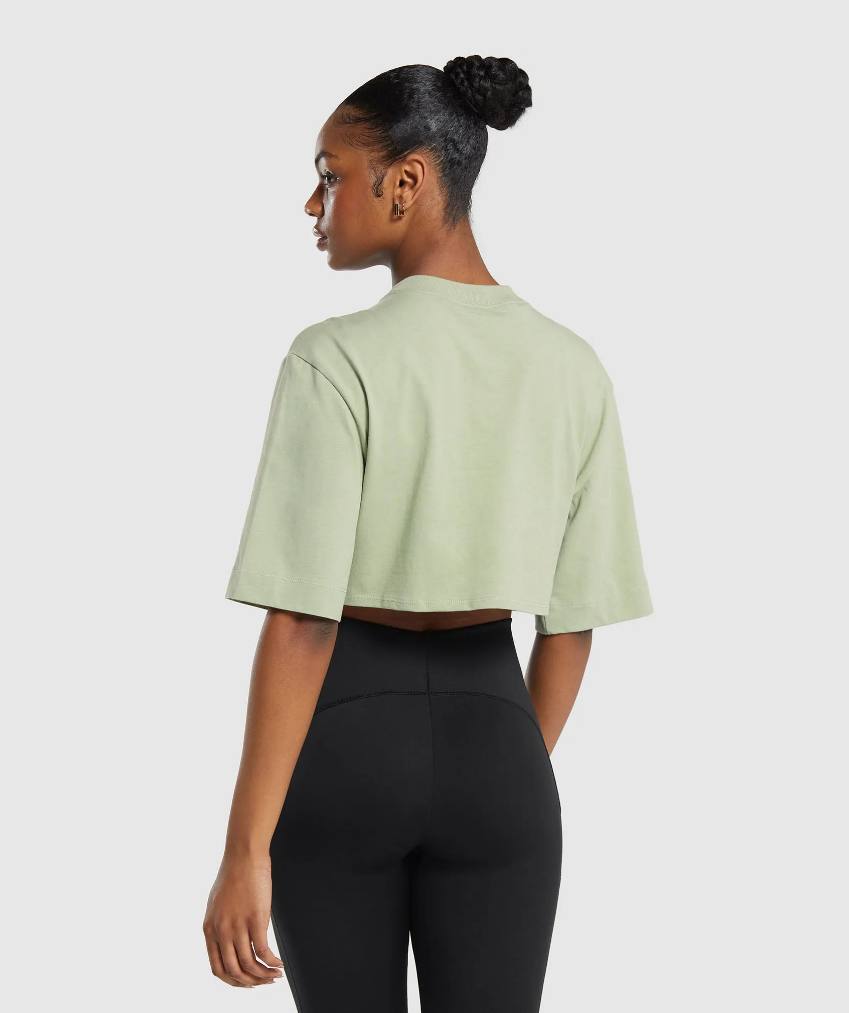 Gymshark Cotton Boxy Crop Top - Faded Green sold by Gymshark product image thumbnail 2