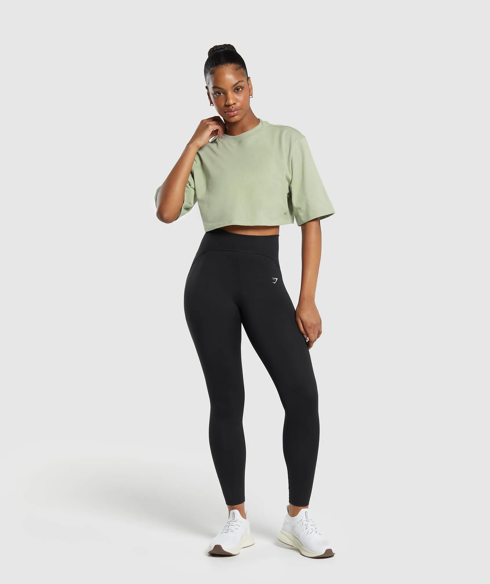 Gymshark Cotton Boxy Crop Top - Faded Green sold by Gymshark product image thumbnail 4
