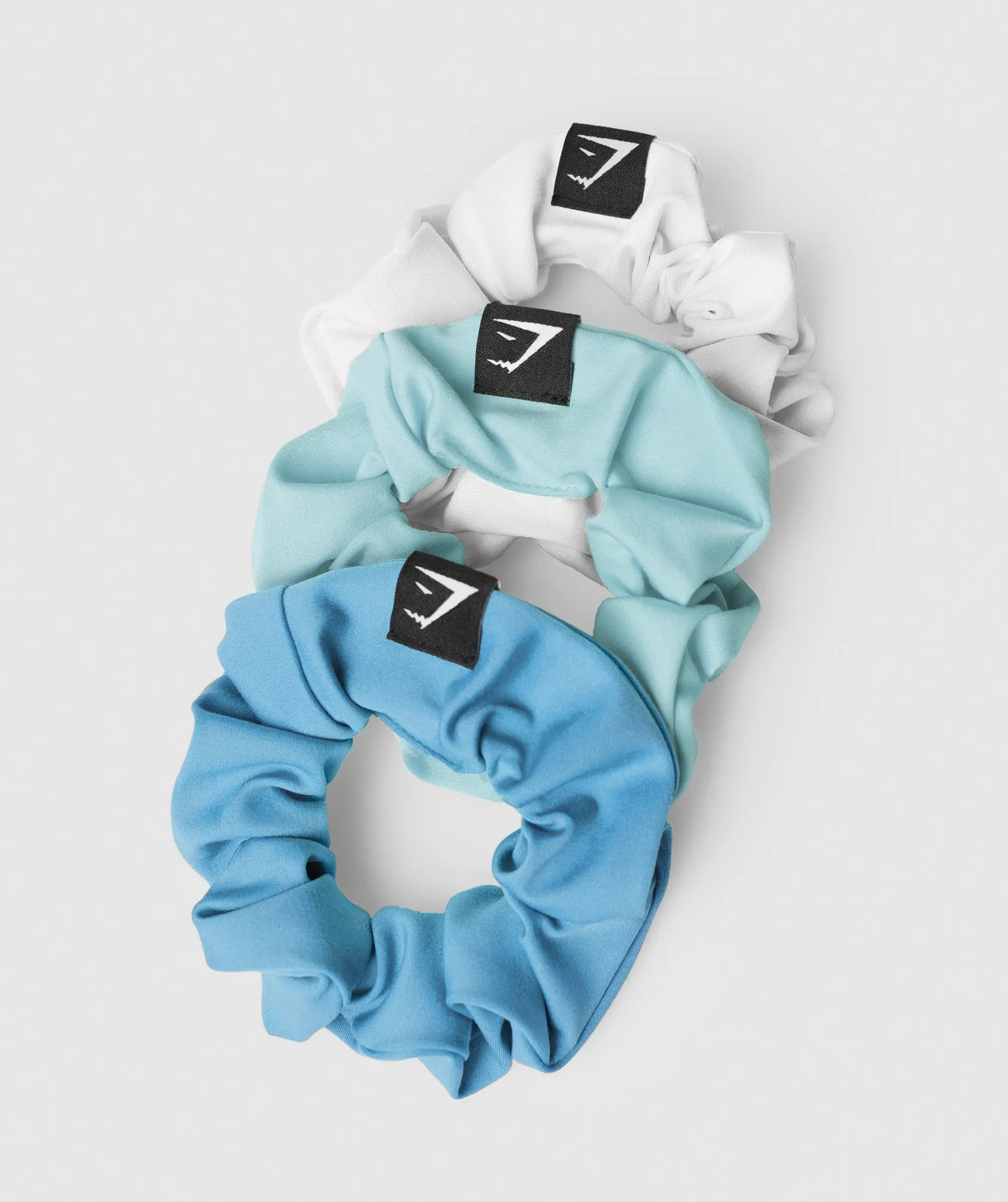Gymshark Scrunchies 3pk - Pearl Blue/Coastal Blue/White sold by Gymshark