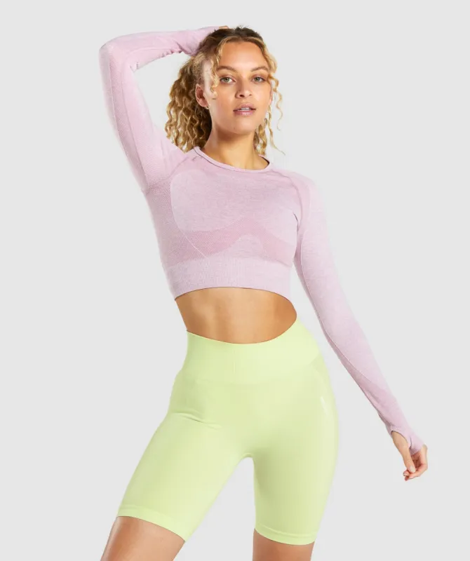 Gymshark Flex Sports Long Sleeve Crop Top - Light Purple Marl sold by Gymshark