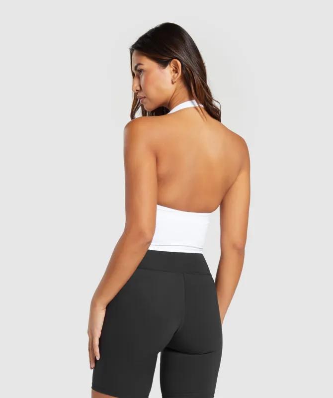 Gymshark Halter Neck Cami with Shelf - White sold by Gymshark