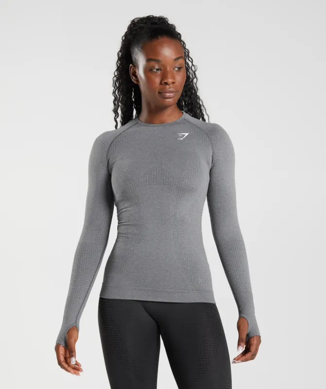 Gymshark Vital Seamless 2.0 Long Sleeve Top - Smokey Grey Marl sold by Gymshark