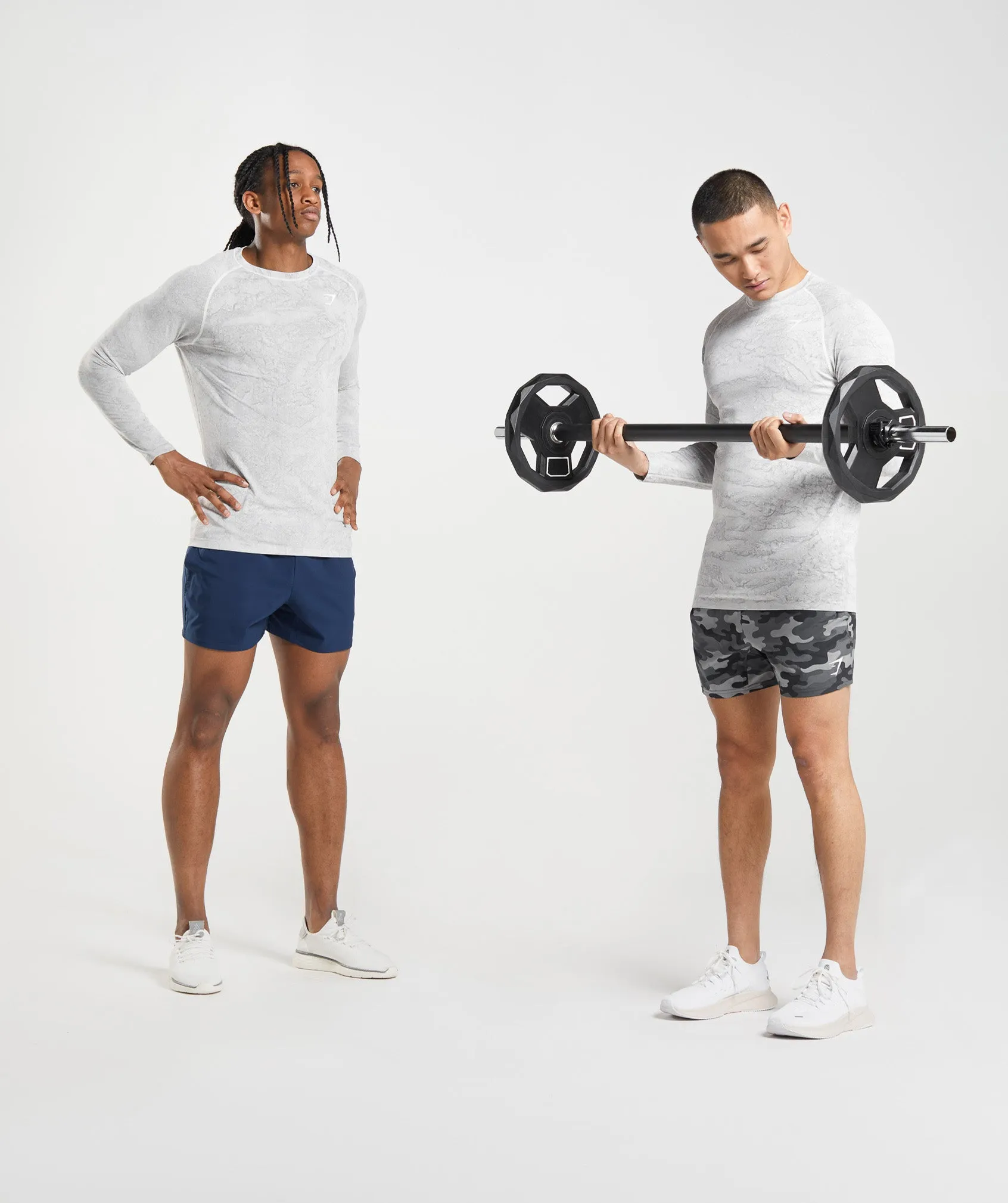 Gymshark Geo Seamless Long Sleeve T-Shirt - Off White/Light Grey sold by Gymshark product image thumbnail 4