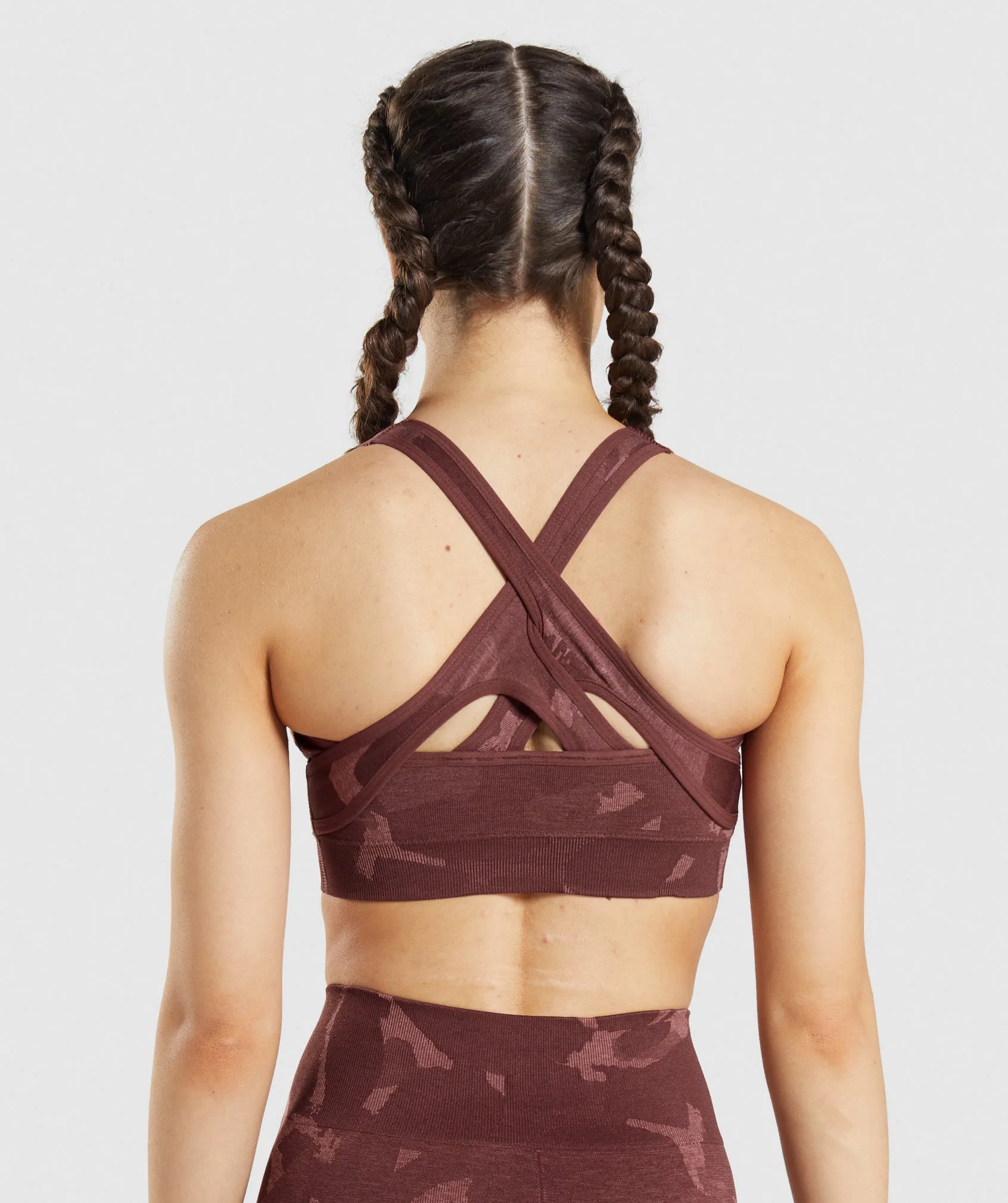 Gymshark Adapt Camo Seamless Sports Bra - Savanna | Cherry Brown sold by Gymshark product image thumbnail 2