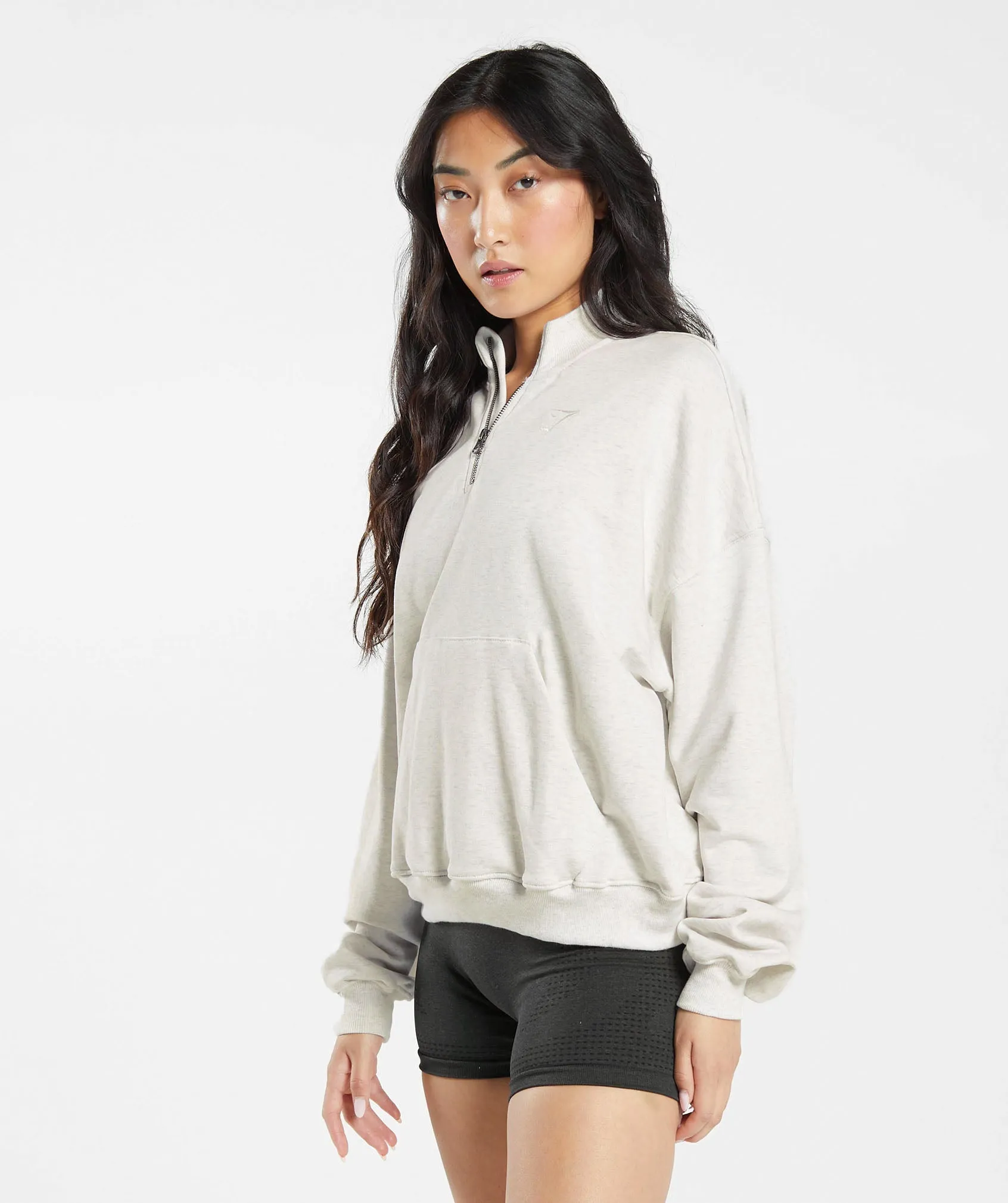 Gymshark Rest Day Sweats 1/2 Zip Pullover - White Marl sold by Gymshark product image thumbnail 3