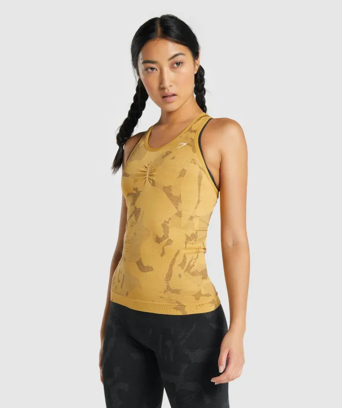Gymshark Adapt Camo Seamless Tank - Savanna | Yellow sold by Gymshark