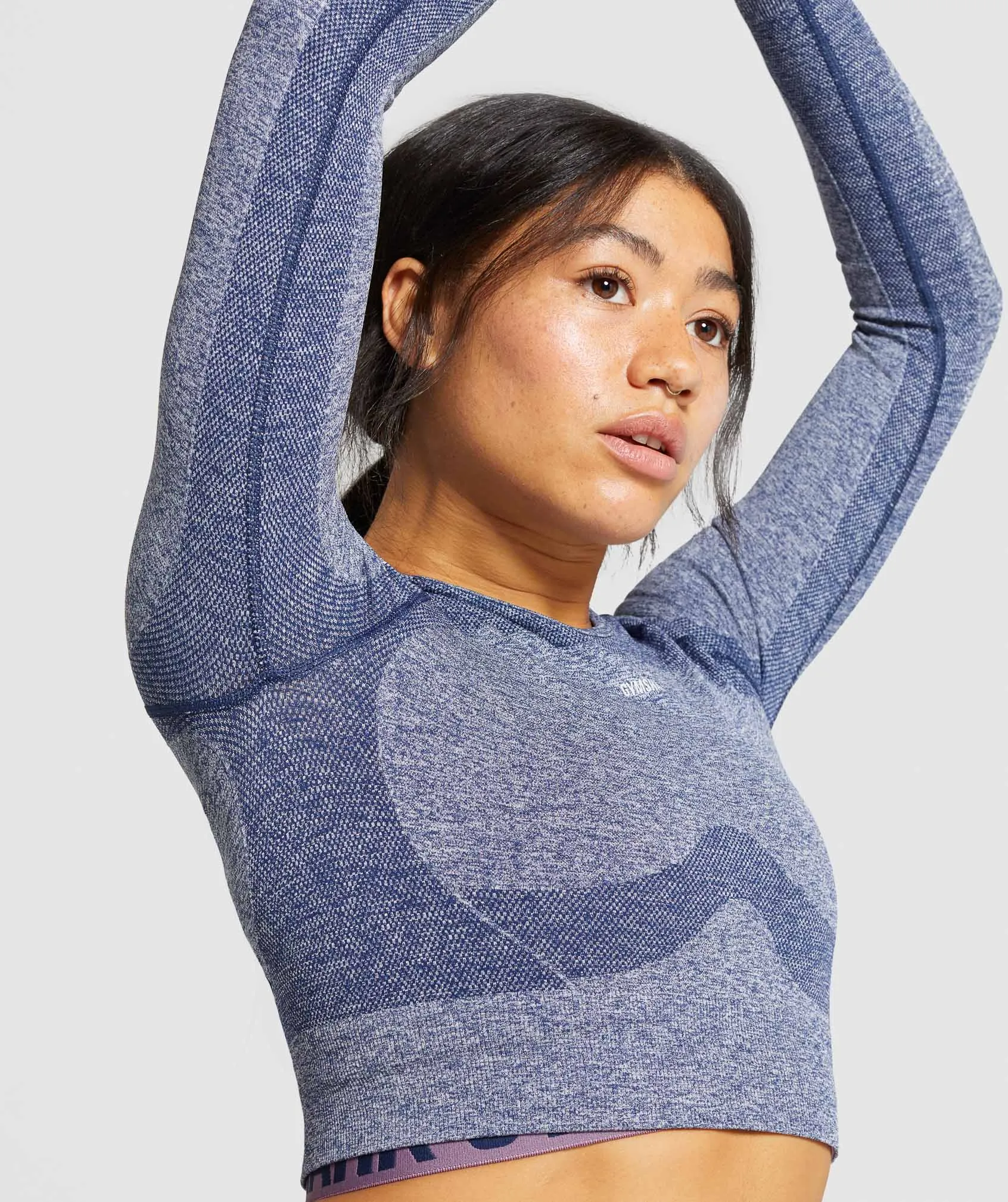 Gymshark Flex Sports Long Sleeve Crop Top - Navy Marl/Light Grey sold by Gymshark product image thumbnail 5