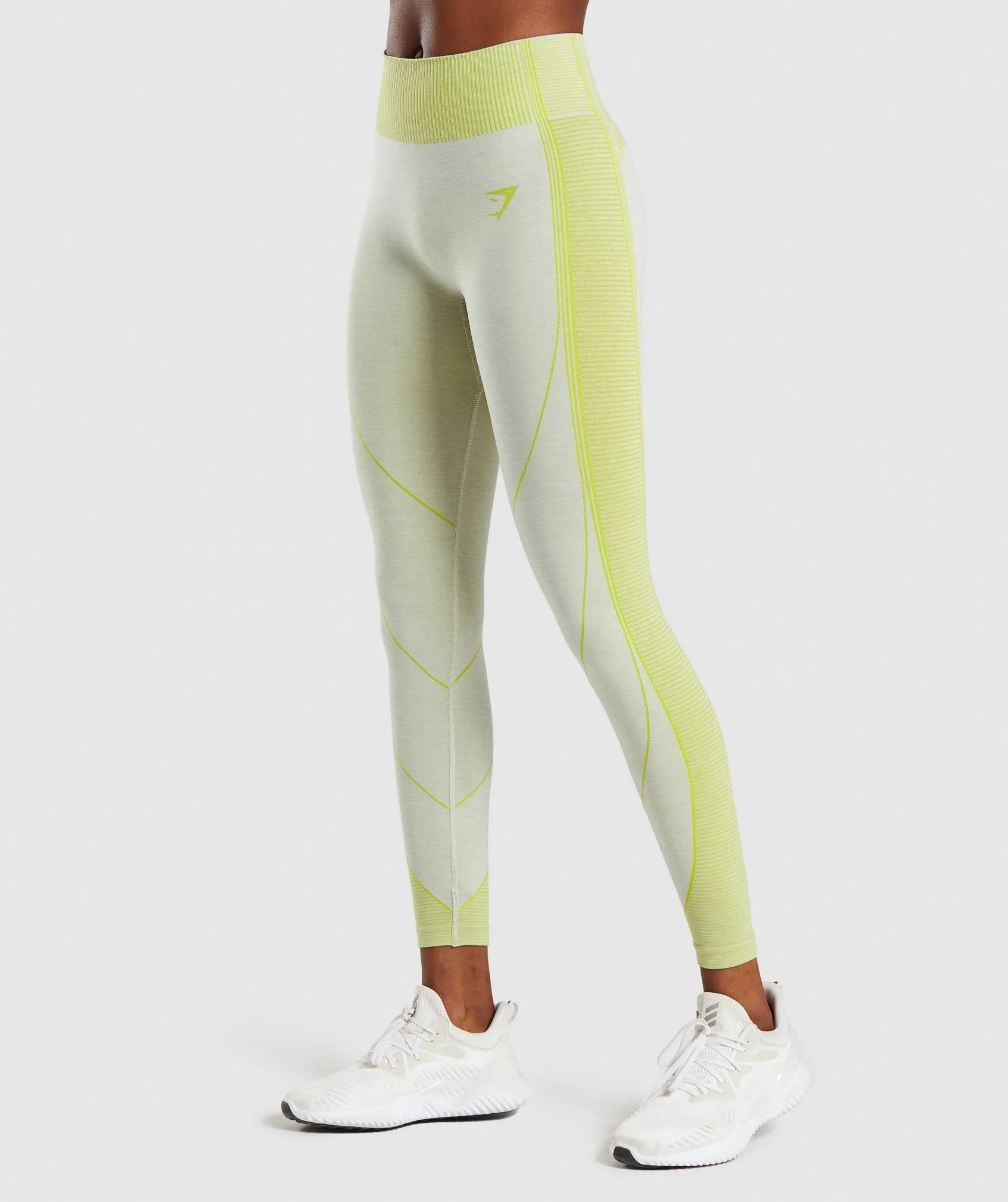 Gymshark Hyper Amplify Leggings - Light Grey Marl/Lime sold by Gymshark
