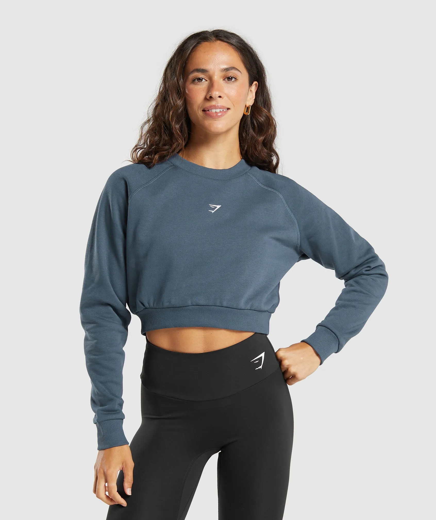 Gymshark Training Fleece Cropped Sweatshirt - Cargo Blue sold by Gymshark