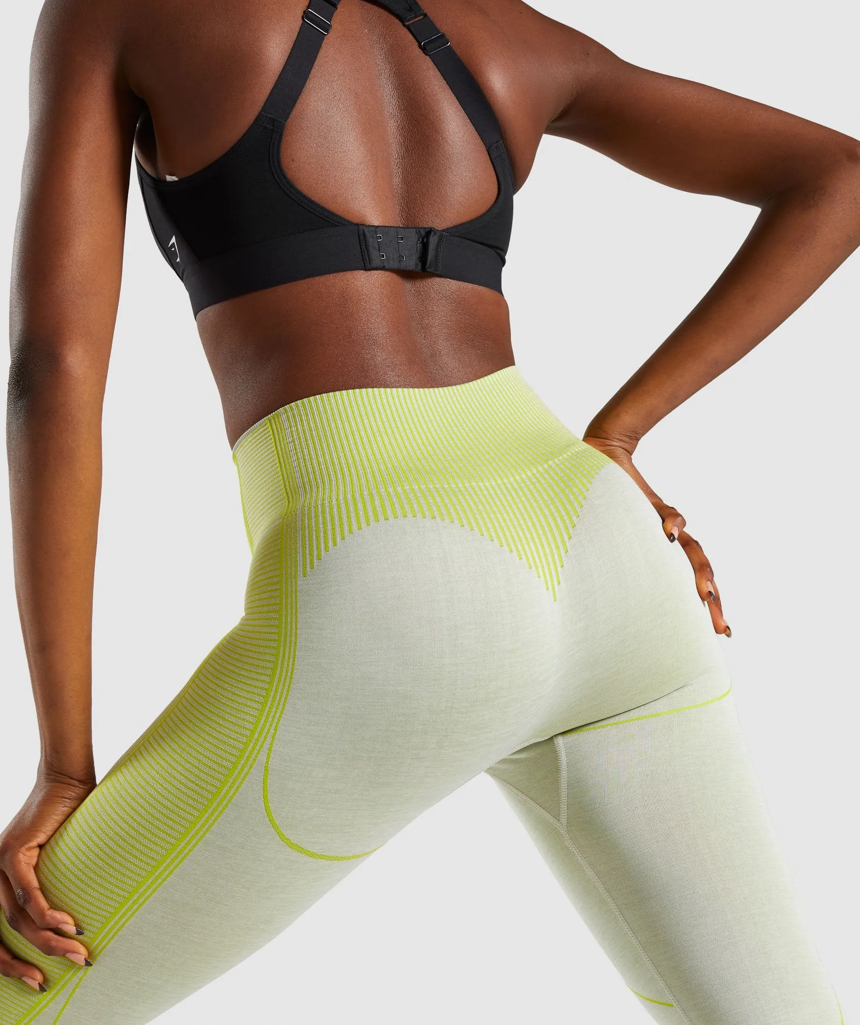 Gymshark Hyper Amplify Leggings - Light Grey Marl/Lime sold by Gymshark product image thumbnail 5