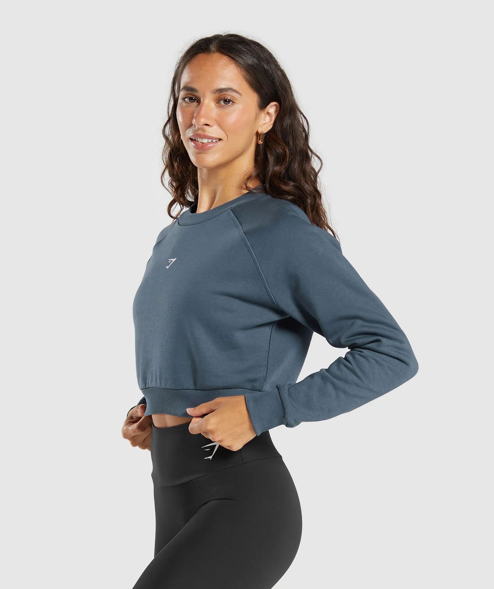 Gymshark Training Fleece Cropped Sweatshirt - Cargo Blue sold by Gymshark product image thumbnail 3
