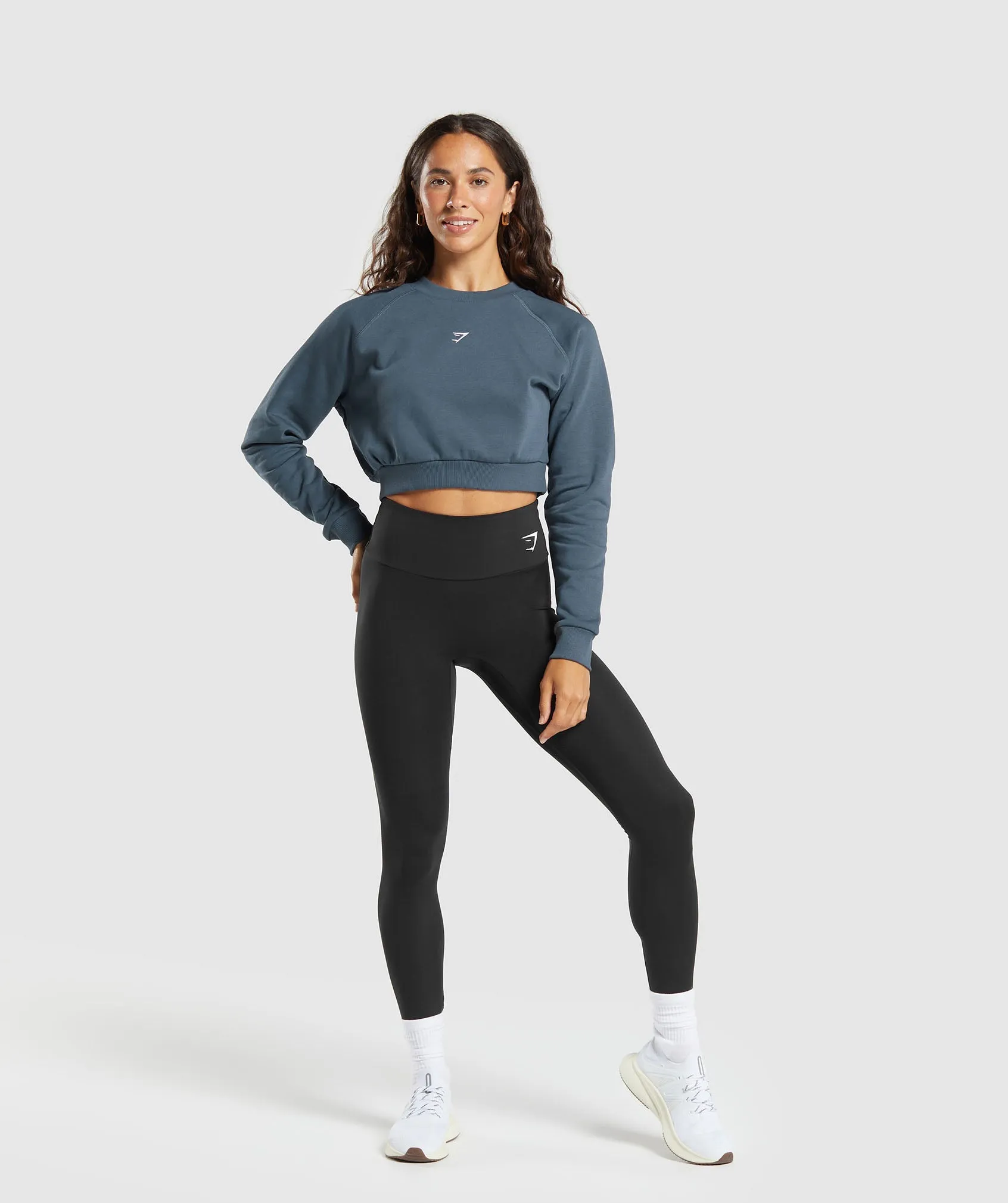 Gymshark Training Fleece Cropped Sweatshirt - Cargo Blue sold by Gymshark product image thumbnail 4