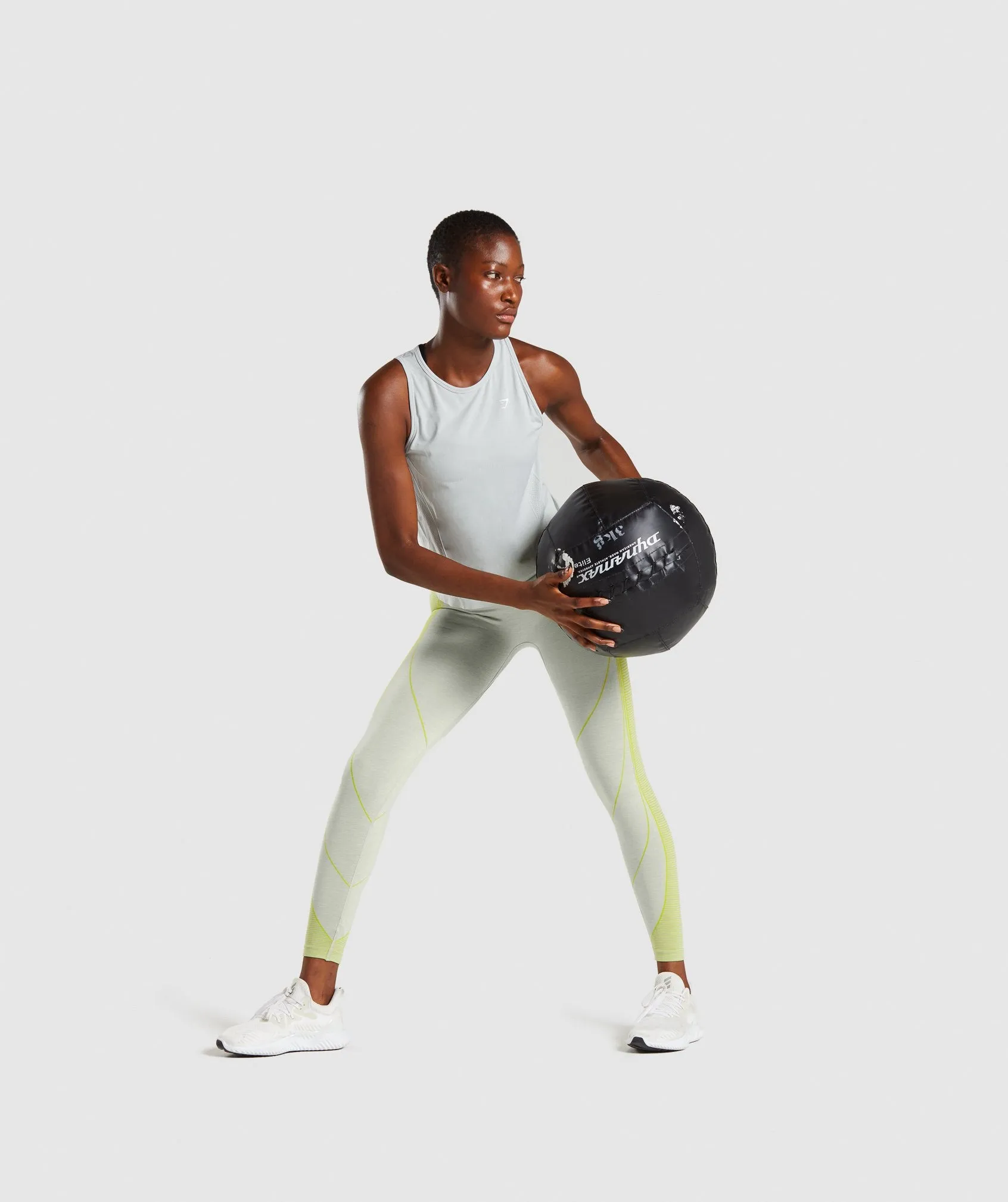 Gymshark Hyper Amplify Leggings - Light Grey Marl/Lime sold by Gymshark product image thumbnail 3