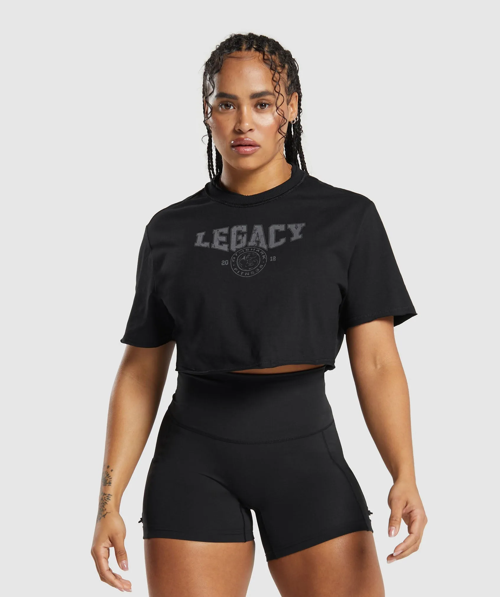 Gymshark Legacy Graphic Crop Top - Black sold by Gymshark