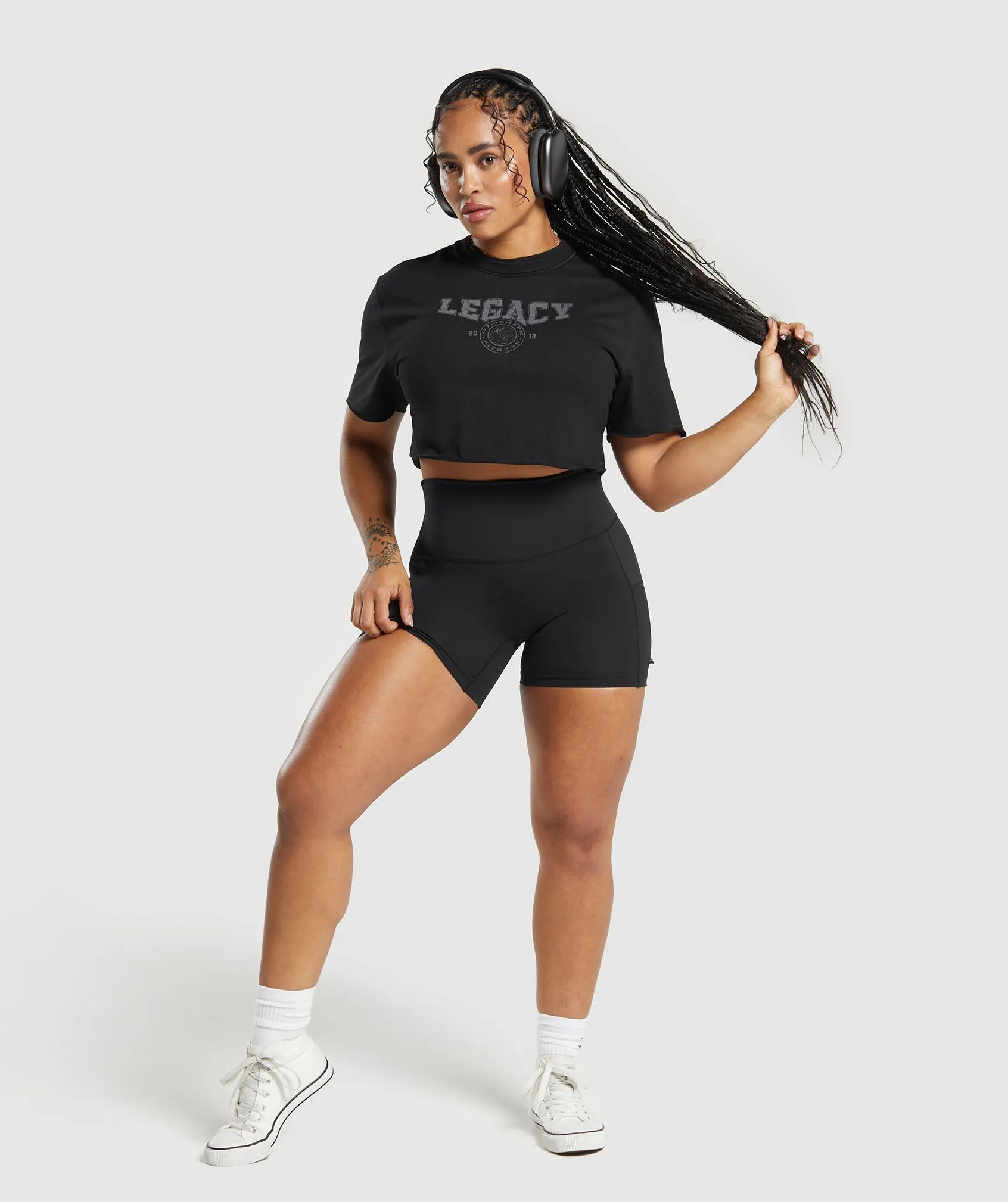 Gymshark Legacy Graphic Crop Top - Black sold by Gymshark product image thumbnail 4