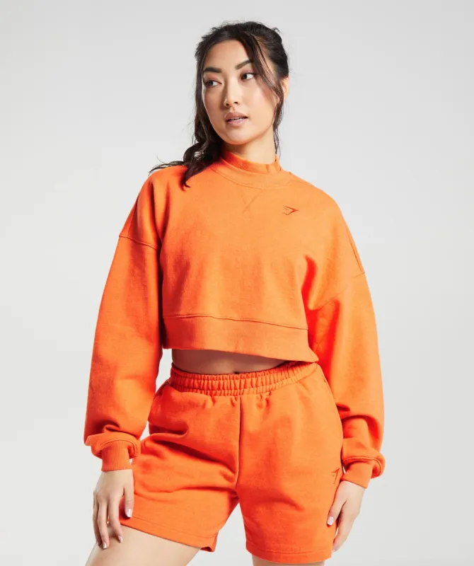 Gymshark Rest Day Sweats Cropped Pullover - Blaze Orange Marl sold by Gymshark