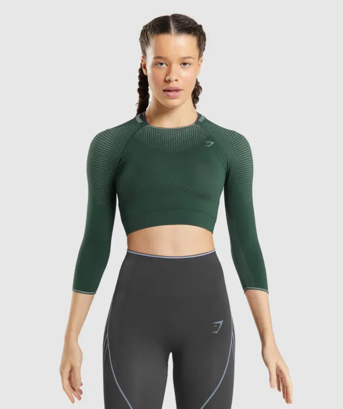 Gymshark Apex Seamless Crop Top - Obsidian Green/Cucumber Green sold by Gymshark