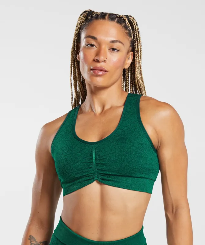 Gymshark Adapt Pattern Seamless Longline Bra - Forest Green/Rich Green sold by Gymshark