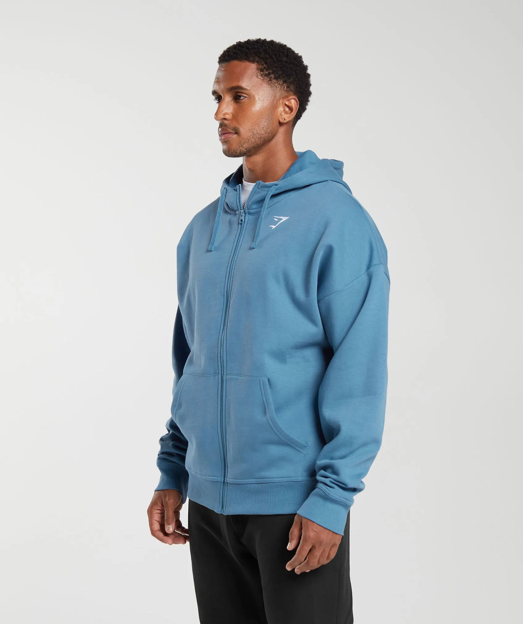 Gymshark Crest Oversized Zip Up Hoodie - Denim Blue sold by Gymshark product image thumbnail 3