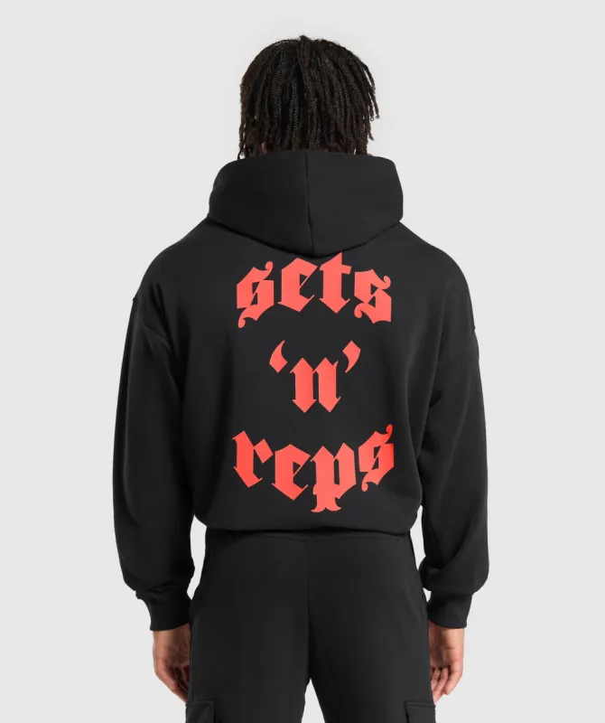 Gymshark Sets N Reps Hoodie - Black sold by Gymshark