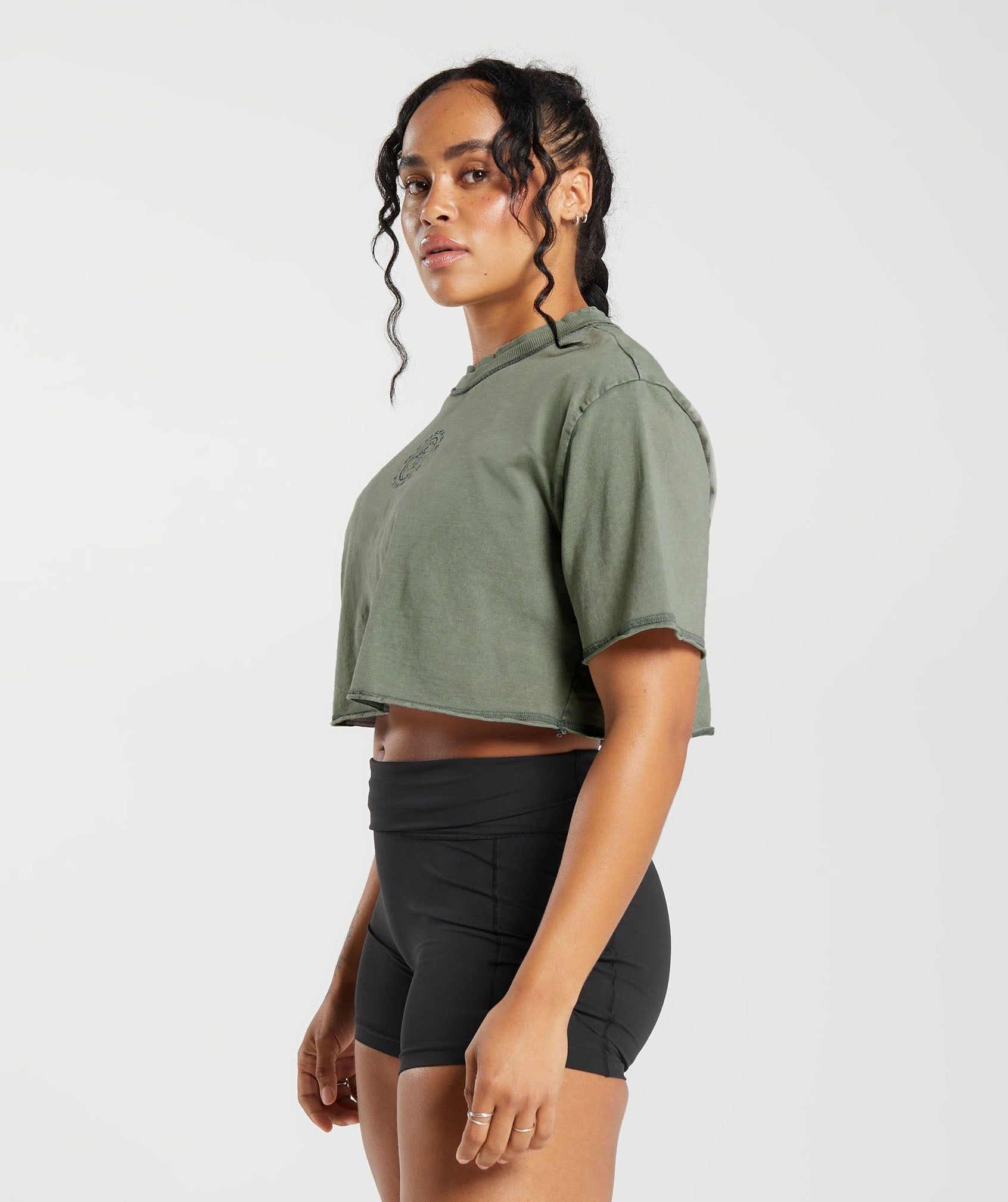 Gymshark Legacy Washed Crop Top - Dusk Green/Acid Wash Small Ball sold by Gymshark product image thumbnail 3