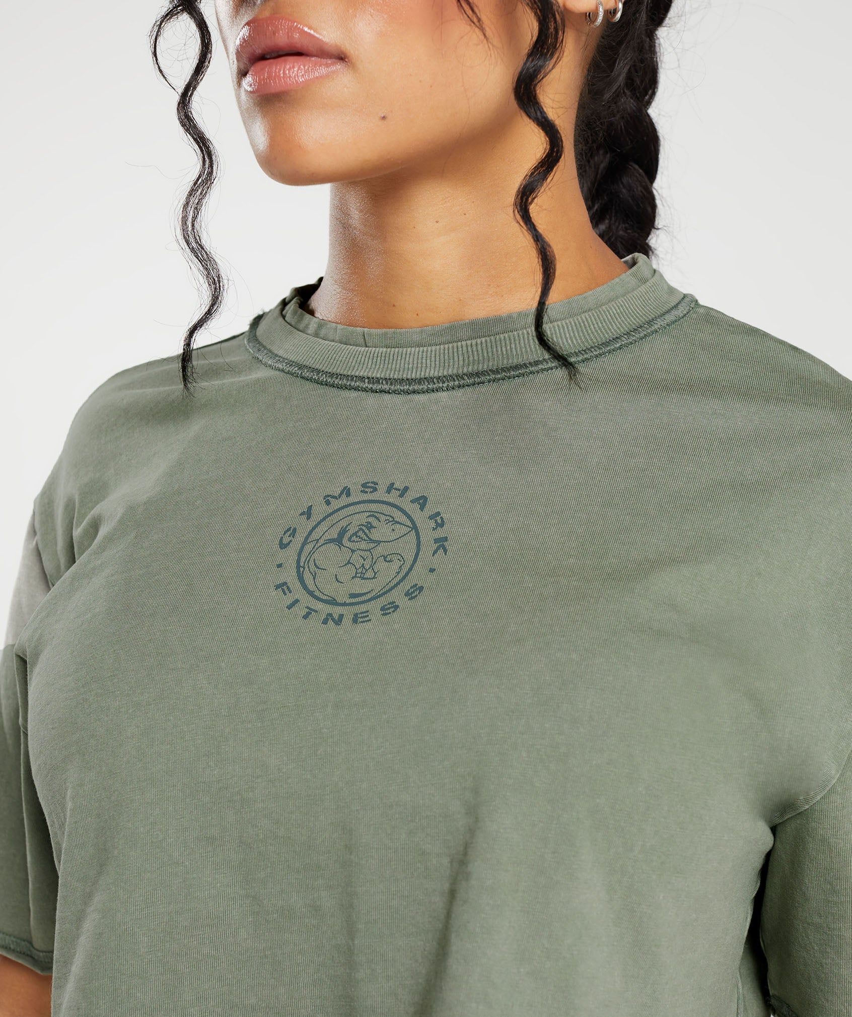 Gymshark Legacy Washed Crop Top - Dusk Green/Acid Wash Small Ball sold by Gymshark product image thumbnail 5