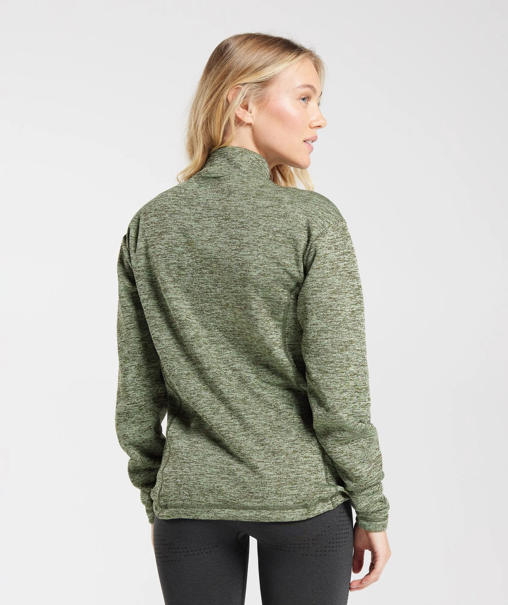Gymshark Thermal Fleece 1/4 Zip Pullover - Winter Olive/Light Sage Green sold by Gymshark product image thumbnail 2