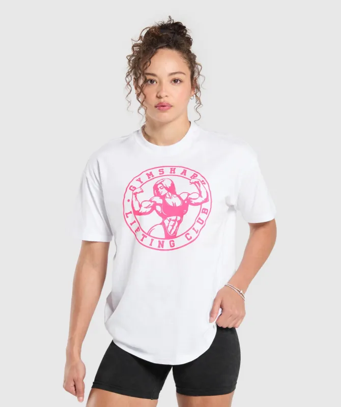 Gymshark Strong Girl Lifting Club Graphic T-Shirt - White sold by Gymshark
