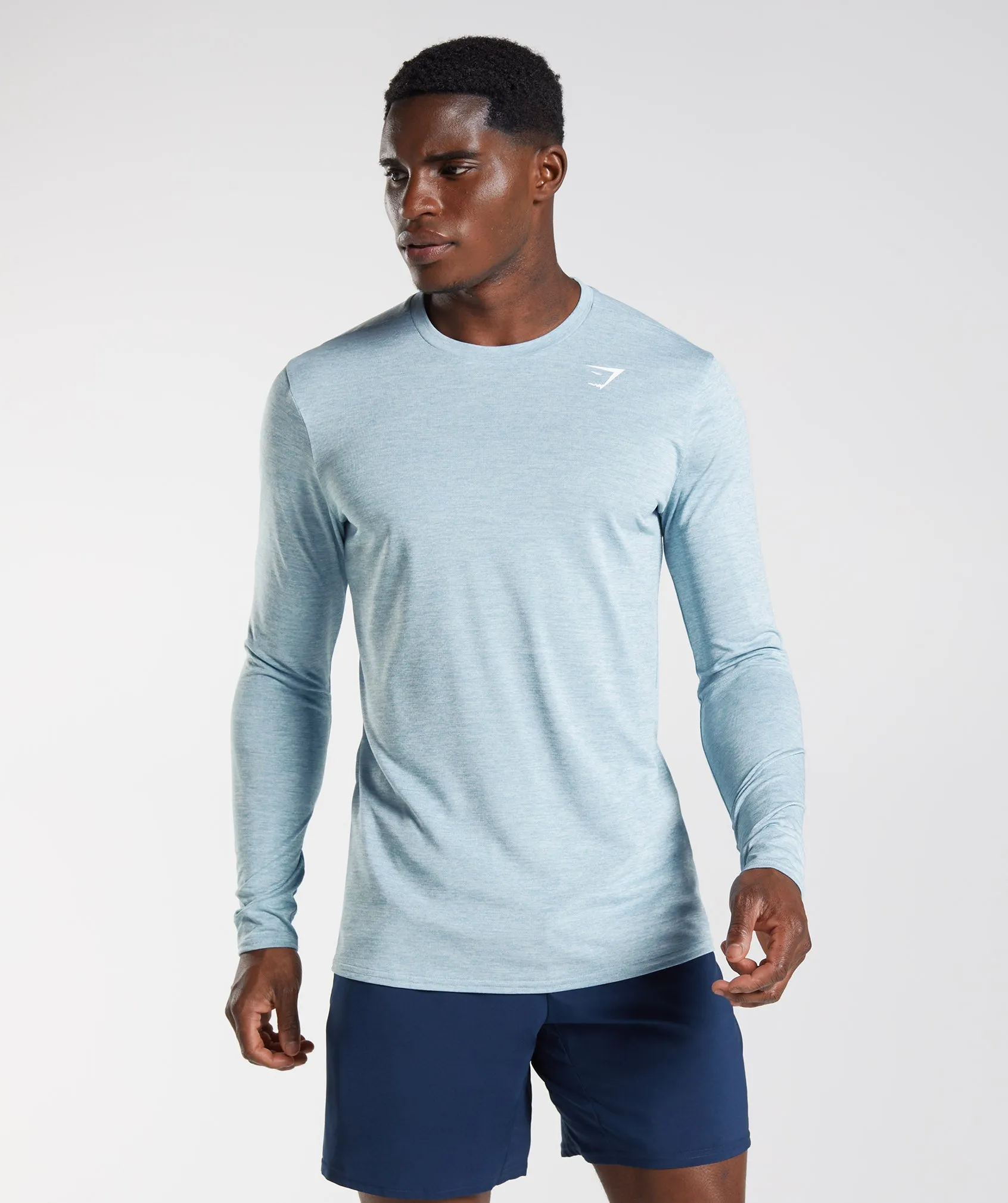 Gymshark Arrival Marl Long Sleeve T-Shirt - Iceberg Blue/Icy Blue Marl sold by Gymshark